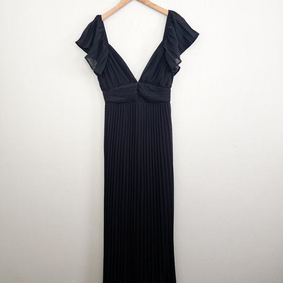 NEW Lulus Ideal Occasion Black Pleated Flutter Sleeve Backless Maxi Dress - Picture 5 of 13